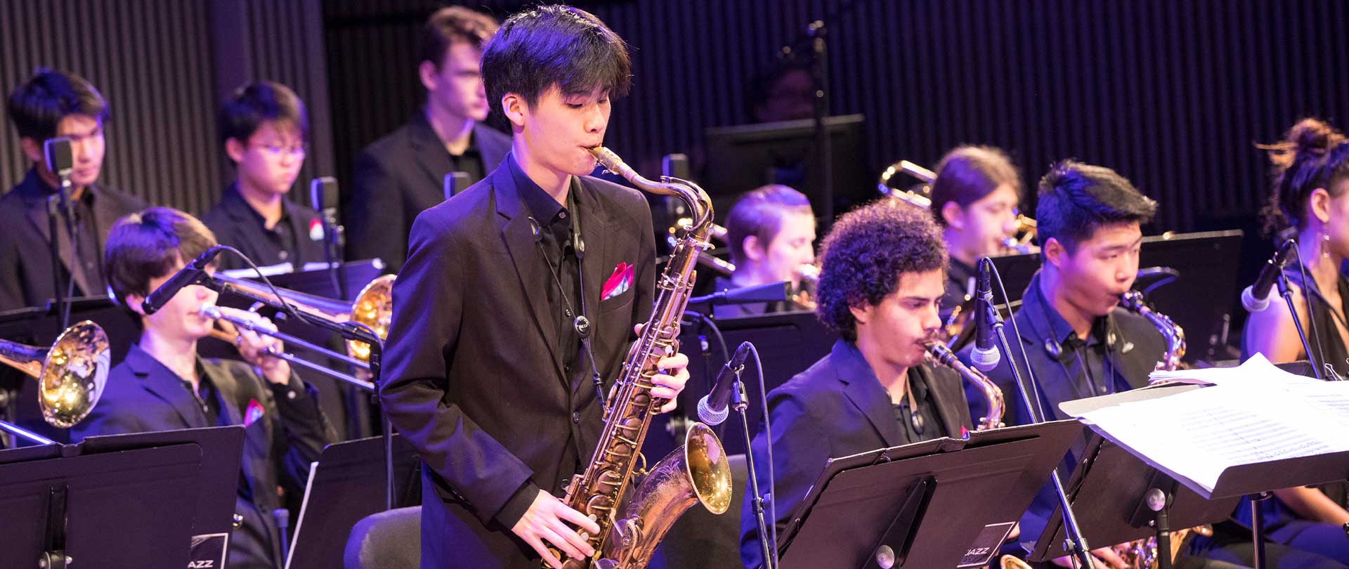 The SFJAZZ High School All-Stars performing in Miner Auditorium